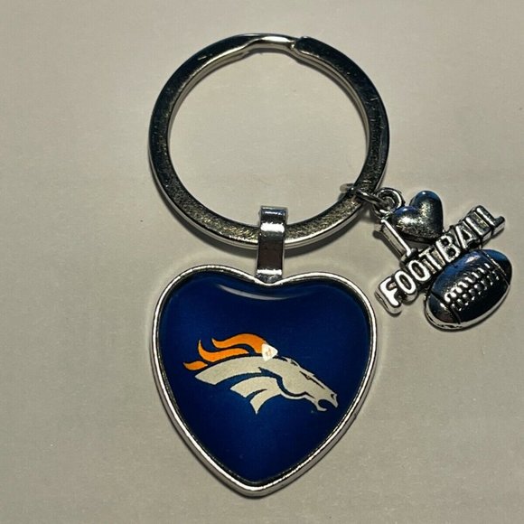 DENVER BRONCOS NFL I Love Football Keychain NEW!! - Picture 1 of 1